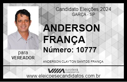 Candidato ANDERSON FRANÇA 2024 - GARÇA - Eleições