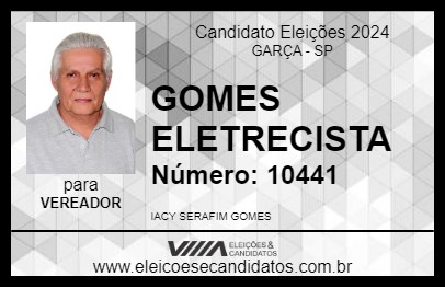 Candidato GOMES ELETRECISTA 2024 - GARÇA - Eleições