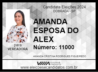 Candidato AMANDA ESPOSA DO ALEX 2024 - DOBRADA - Eleições