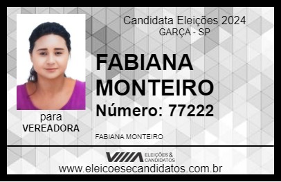 Candidato FABIANA MONTEIRO 2024 - GARÇA - Eleições