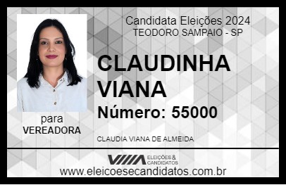 Candidato CLAUDINHA VIANA 2024 - TEODORO SAMPAIO - Eleições