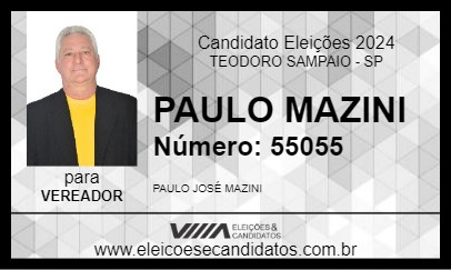 Candidato PAULO MAZINI 2024 - TEODORO SAMPAIO - Eleições