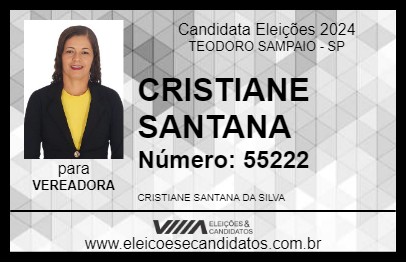 Candidato CRISTIANE SANTANA 2024 - TEODORO SAMPAIO - Eleições