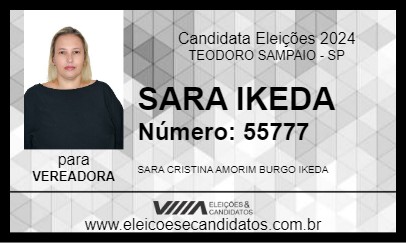 Candidato SARA IKEDA 2024 - TEODORO SAMPAIO - Eleições