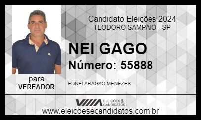 Candidato NEI GAGO 2024 - TEODORO SAMPAIO - Eleições