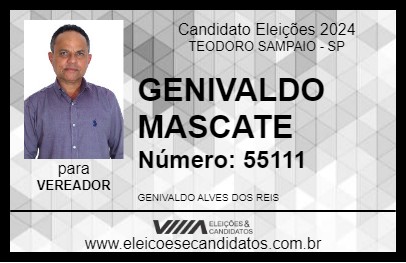 Candidato GENIVALDO MASCATE 2024 - TEODORO SAMPAIO - Eleições