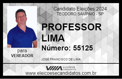 Candidato PROFESSOR LIMA 2024 - TEODORO SAMPAIO - Eleições