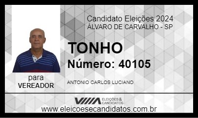 Candidato TONHO 2024 - ÁLVARO DE CARVALHO - Eleições