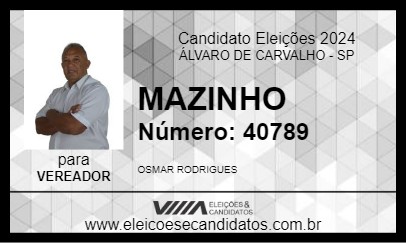 Candidato MAZINHO 2024 - ÁLVARO DE CARVALHO - Eleições