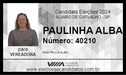 Candidato PAULINHA ALBA 2024 - ÁLVARO DE CARVALHO - Eleições