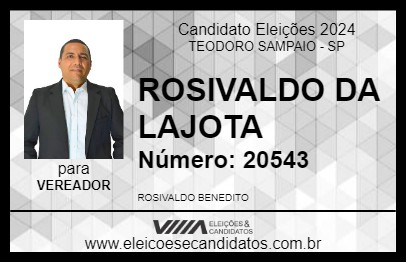 Candidato ROSIVALDO DA LAJOTA 2024 - TEODORO SAMPAIO - Eleições