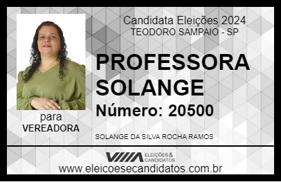 Candidato PROFESSORA SOLANGE 2024 - TEODORO SAMPAIO - Eleições