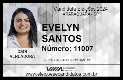 Candidato EVELYN SANTOS 2024 - ARARAQUARA - Eleições