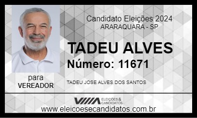 Candidato TADEU ALVES 2024 - ARARAQUARA - Eleições