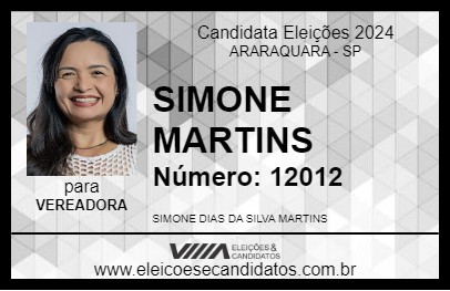 Candidato SIMONE MARTINS 2024 - ARARAQUARA - Eleições