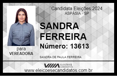 Candidato SANDRA FERREIRA 2024 - ASPÁSIA - Eleições