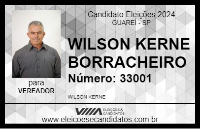 Candidato WILSON KERNE BORRACHEIRO 2024 - GUAREÍ - Eleições