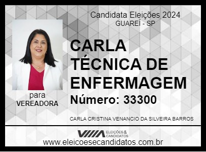 Candidato CARLA TÉCNICA DE ENFERMAGEM 2024 - GUAREÍ - Eleições