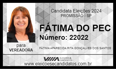 Candidato FÁTIMA DO PEC 2024 - PROMISSÃO - Eleições