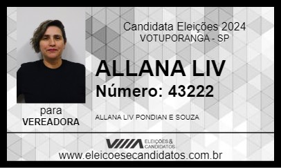 Candidato ALANNA LIV 2024 - VOTUPORANGA - Eleições