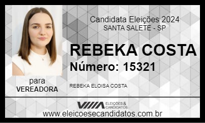 Candidato REBEKA COSTA 2024 - SANTA SALETE - Eleições