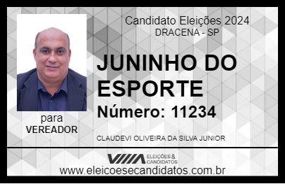 Candidato JUNINHO DO ESPORTE 2024 - DRACENA - Eleições