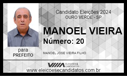 Candidato MANOEL VIEIRA 2024 - OURO VERDE - Eleições