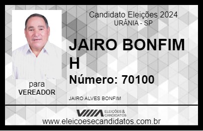 Candidato JAIRO BONFIM H 2024 - URÂNIA - Eleições