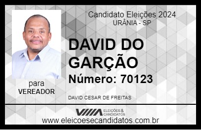 Candidato DAVID DO GARÇÃO 2024 - URÂNIA - Eleições