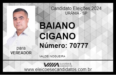 Candidato BAIANO CIGANO 2024 - URÂNIA - Eleições