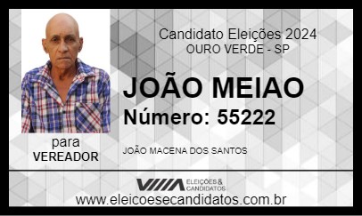 Candidato JOÃO MEIAO 2024 - OURO VERDE - Eleições