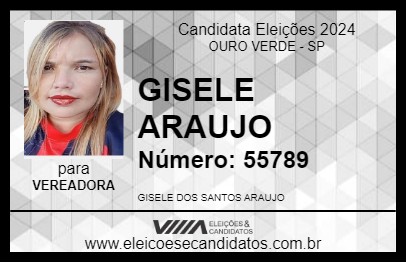 Candidato GISELE ARAUJO 2024 - OURO VERDE - Eleições