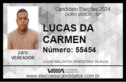 Candidato LUCAS DA CARMEN 2024 - OURO VERDE - Eleições