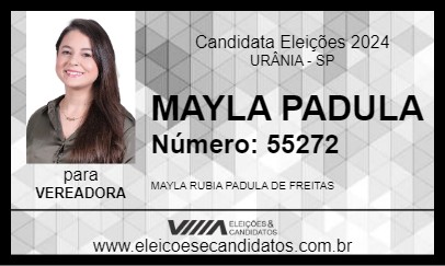 Candidato MAYLA PADULA 2024 - URÂNIA - Eleições