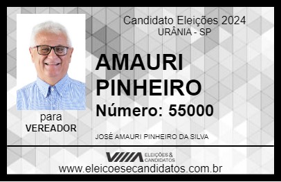 Candidato AMAURI PINHEIRO 2024 - URÂNIA - Eleições