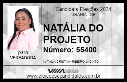 Candidato NATÁLIA DO PROJETO 2024 - URÂNIA - Eleições