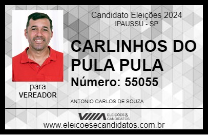 Candidato CARLINHOS DO PULA PULA 2024 - IPAUSSU - Eleições