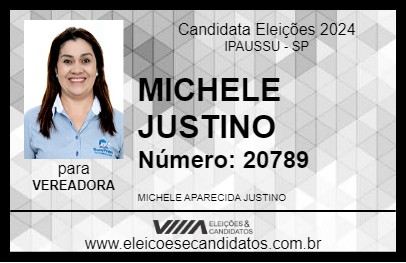 Candidato MICHELE JUSTINO 2024 - IPAUSSU - Eleições