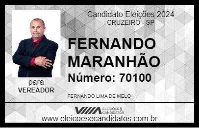 Candidato FERNANDO MARANHÃO 2024 - CRUZEIRO - Eleições