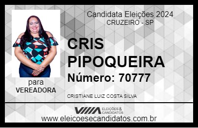 Candidato CRIS PIPOQUEIRA 2024 - CRUZEIRO - Eleições