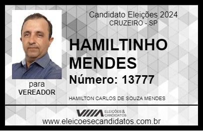 Candidato HAMILTINHO MENDES 2024 - CRUZEIRO - Eleições