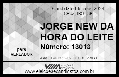 Candidato JORGE NEW DA HORA DO LEITE 2024 - CRUZEIRO - Eleições