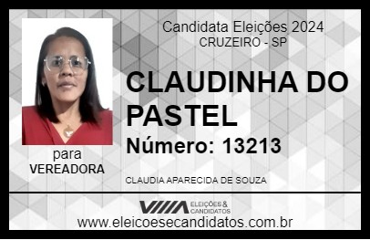 Candidato CLAUDINHA DO PASTEL 2024 - CRUZEIRO - Eleições