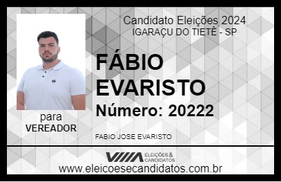 Candidato FÁBIO EVARISTO 2024 - IGARAÇU DO TIETÊ - Eleições