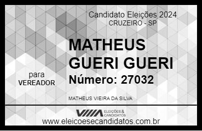 Candidato MATHEUS GUERI GUERI 2024 - CRUZEIRO - Eleições