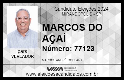 Candidato MARCOS DO AÇAÍ 2024 - MIRANDÓPOLIS - Eleições