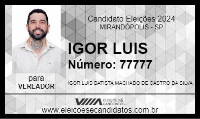 Candidato IGOR LUIS  2024 - MIRANDÓPOLIS - Eleições