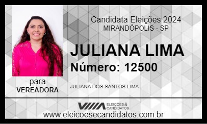 Candidato JULIANA LIMA 2024 - MIRANDÓPOLIS - Eleições