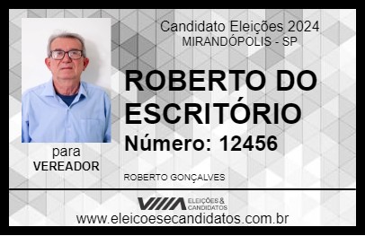 Candidato ROBERTO DO ESCRITÓRIO 2024 - MIRANDÓPOLIS - Eleições