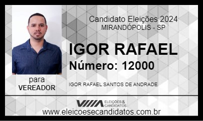 Candidato IGOR RAFAEL 2024 - MIRANDÓPOLIS - Eleições